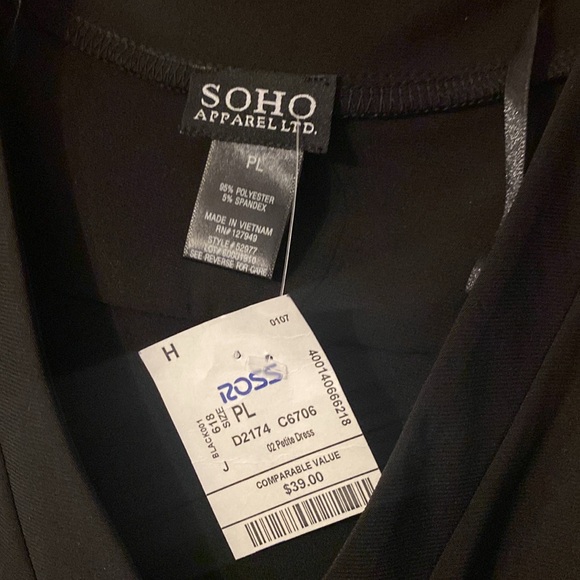 NWT Soho Apparel LTD. Size Petite Large Black Dress - Picture 3 of 17
